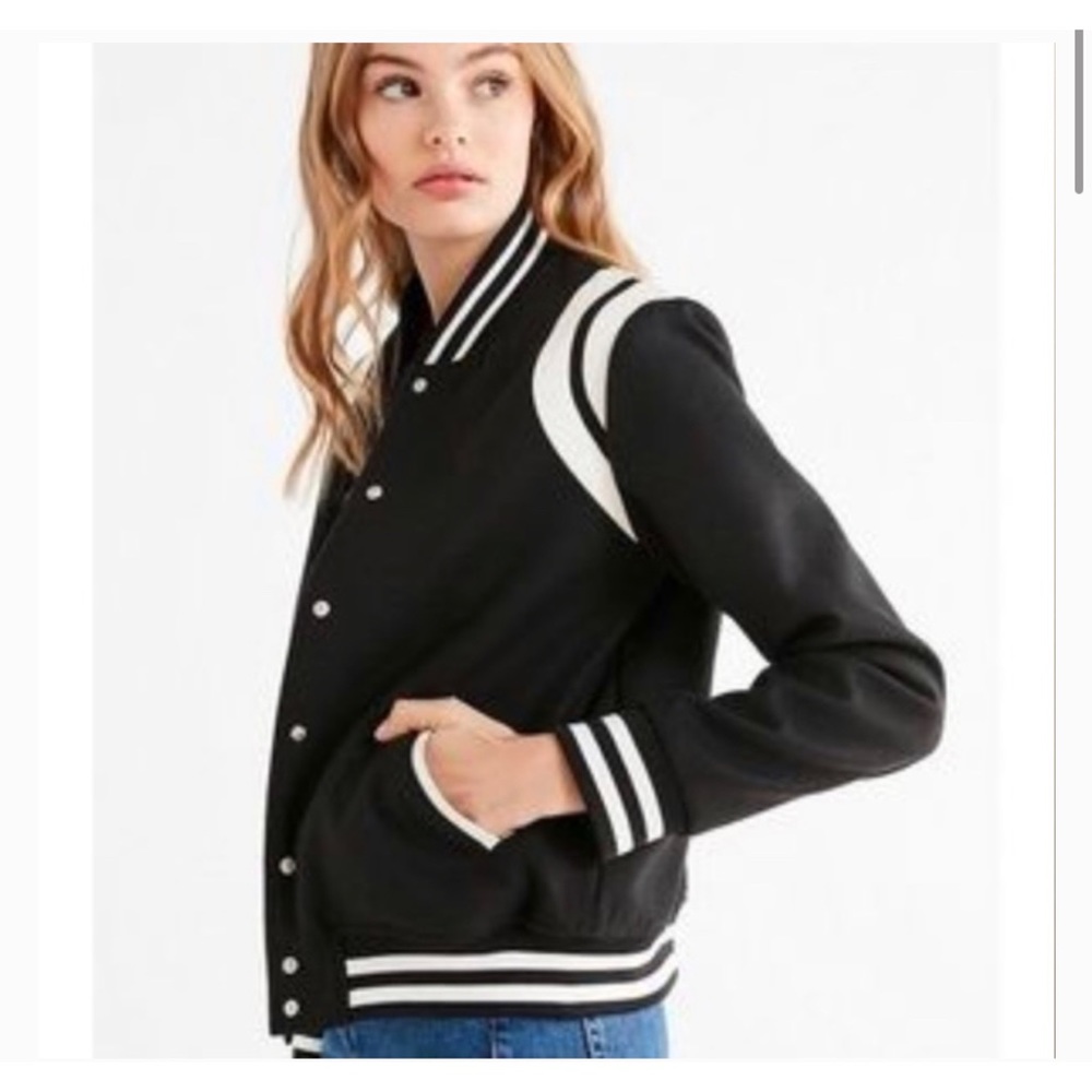 Silence + Noise Black Varsity Jacket - S
